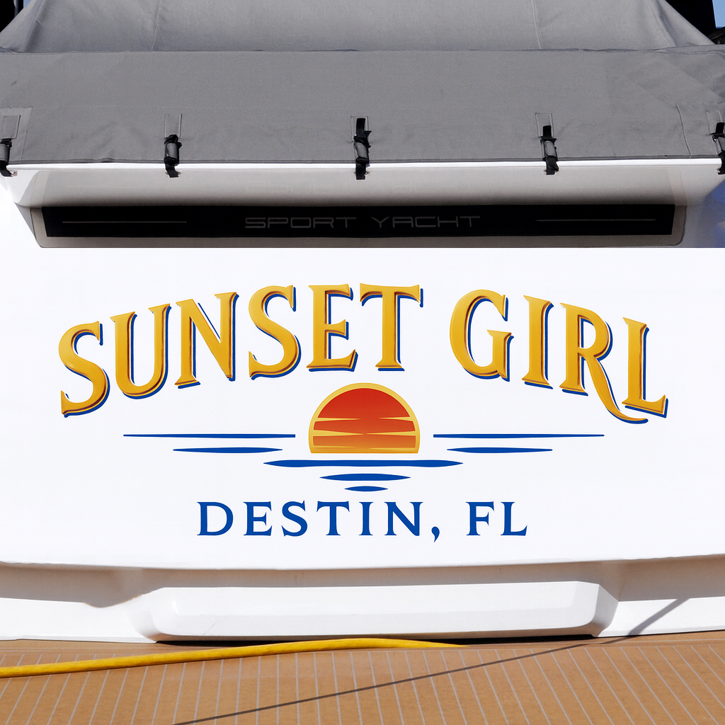 Custom Boat Stern Decal Sticker Sign | Boat Stern Name & Hailing City (Port) Sign