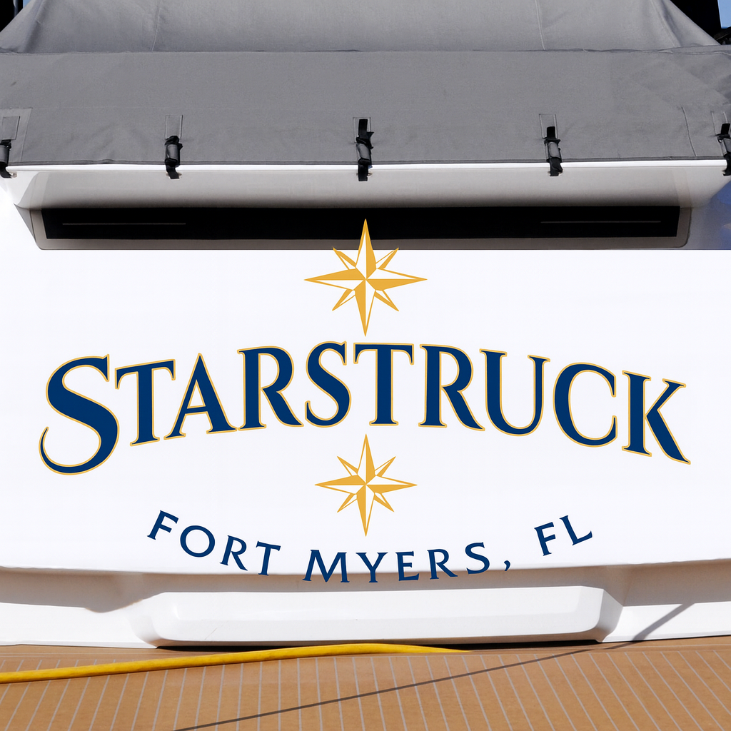 Custom Boat Stern Decal Sticker Sign | Boat Stern Name & Hailing City (Port) Sign