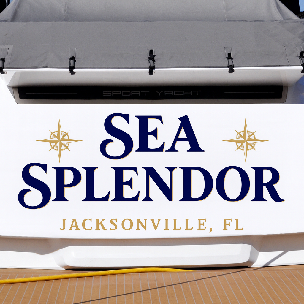 Custom Boat Stern Decal Sticker Sign | Boat Stern Name & Hailing City (Port) Sign