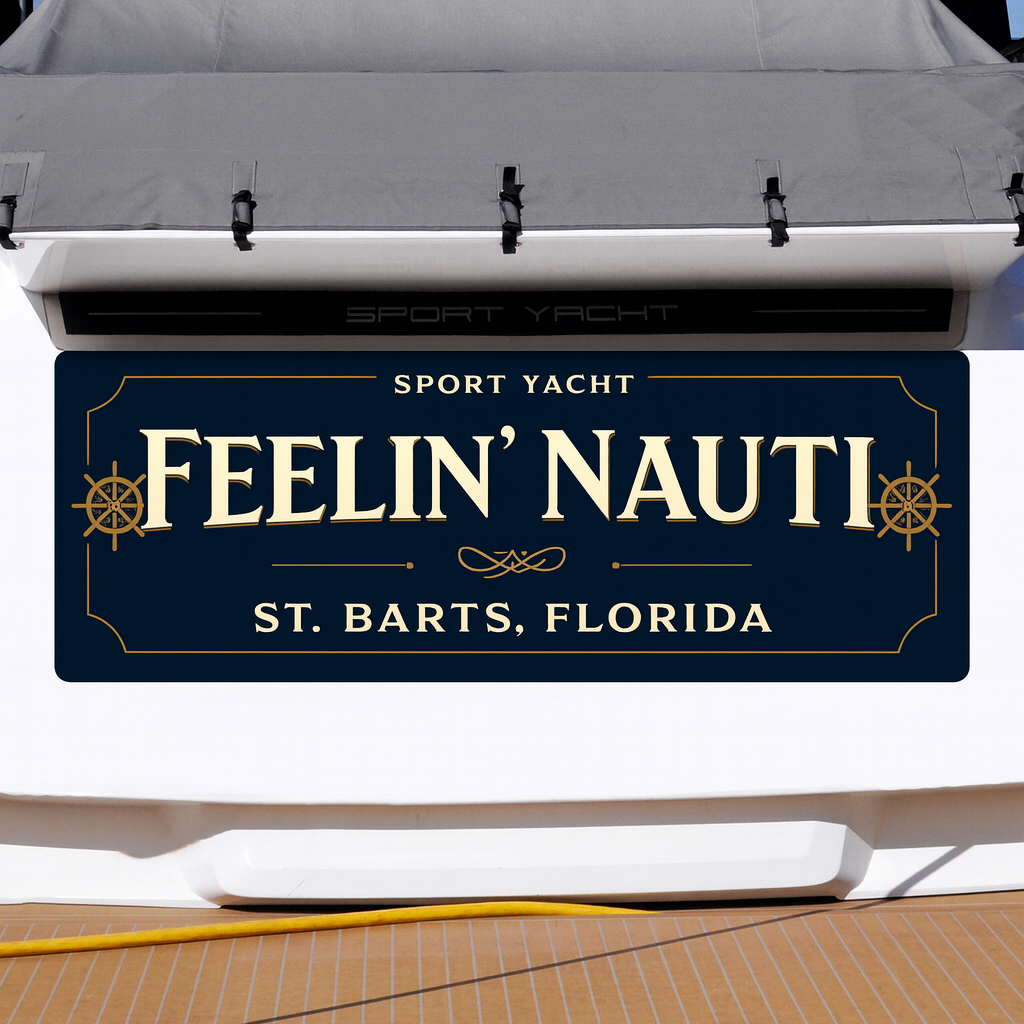 Custom Boat Stern Decal Sticker Sign | Boat Stern Name & Hailing City (Port) Sign