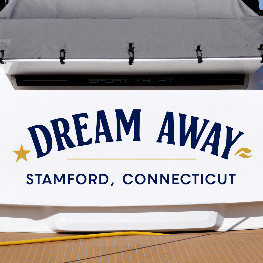 Custom Boat Stern Decal Sticker Sign | Boat Stern Name & Hailing City (Port) Sign