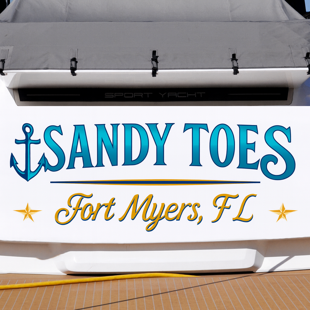 Custom Boat Stern Decal Sticker Sign | Boat Stern Name & Hailing City (Port) Sign