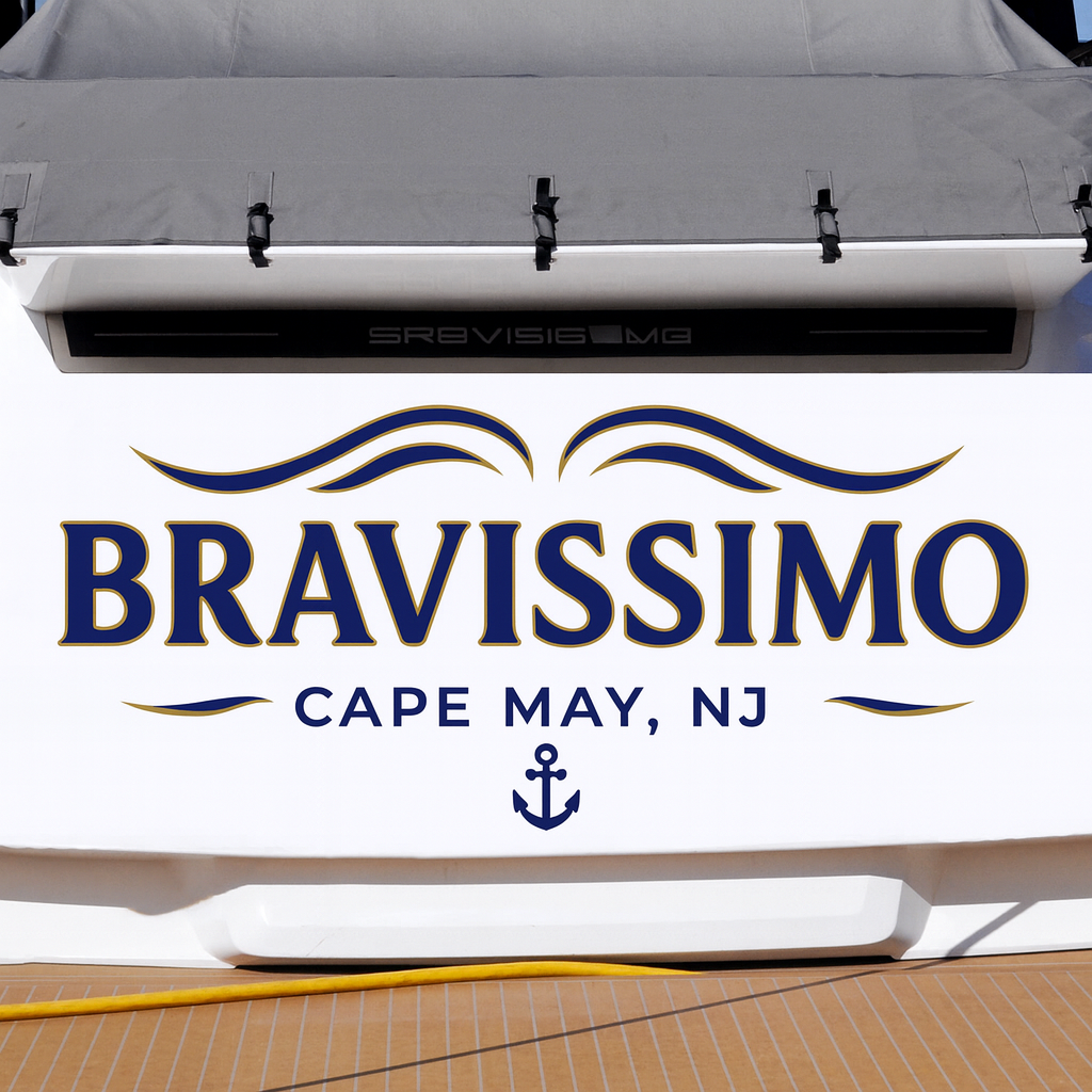 Custom Boat Stern Decal Sticker Sign | Boat Stern Name & Hailing City (Port) Sign
