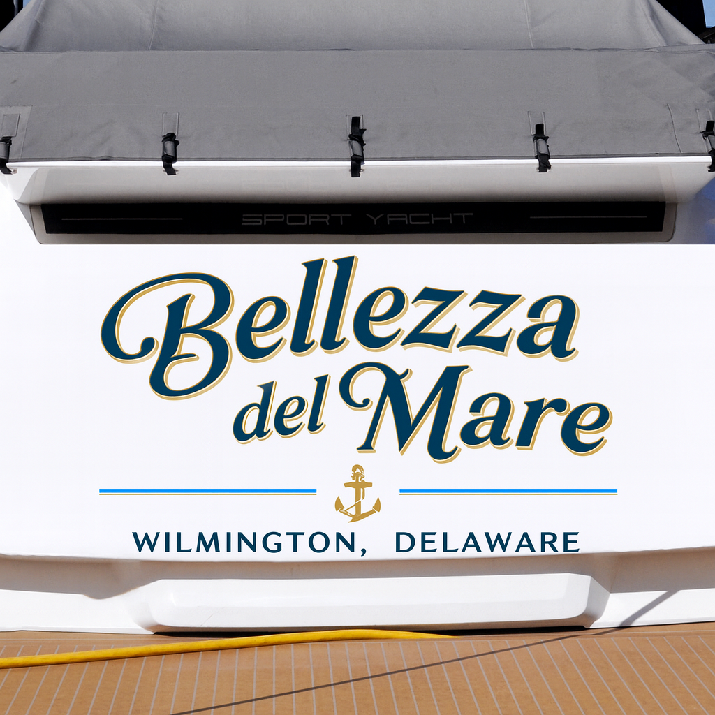 Custom Boat Stern Decal Sticker Sign | Boat Stern Name & Hailing City (Port) Sign