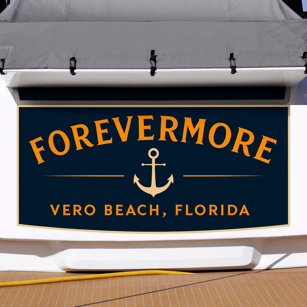 Custom Boat Stern Decal Sticker Sign | Boat Stern Name & Hailing City (Port) Sign