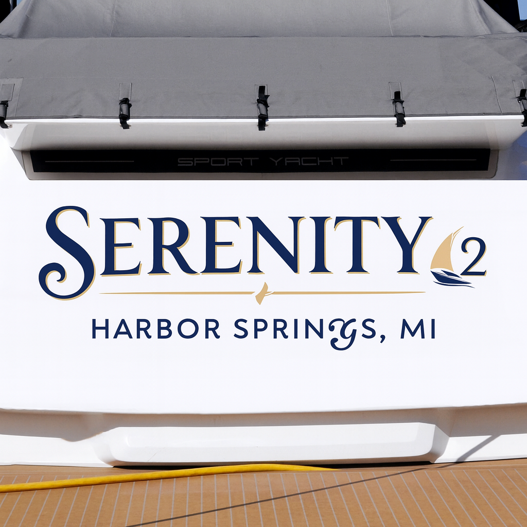 Custom Boat Stern Decal Sticker Sign | Boat Stern Name & Hailing City (Port) Sign