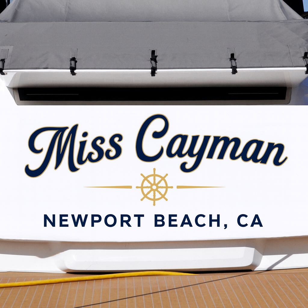 Custom Boat Stern Decal Sticker Sign | Boat Stern Name & Hailing City (Port) Sign