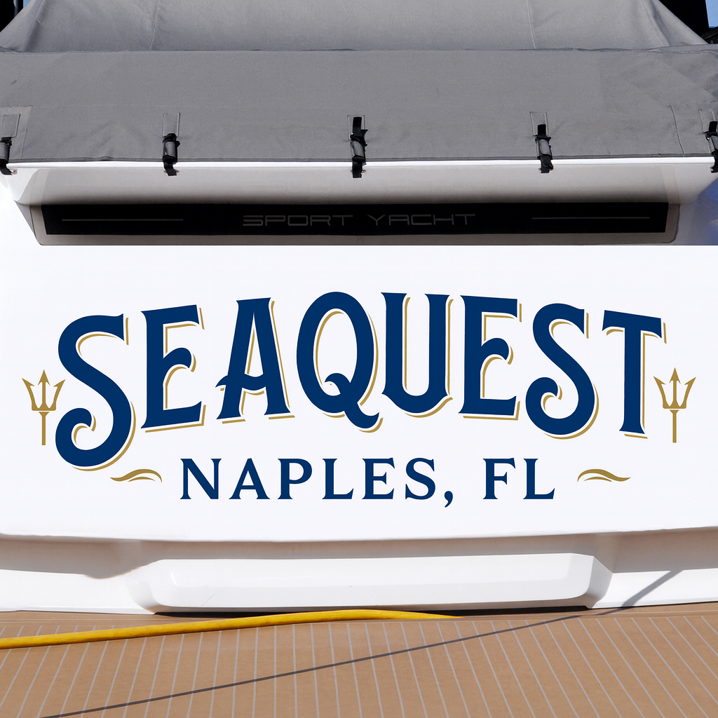 Custom Boat Stern Decal Sticker Sign | Boat Stern Name & Hailing City (Port) Sign
