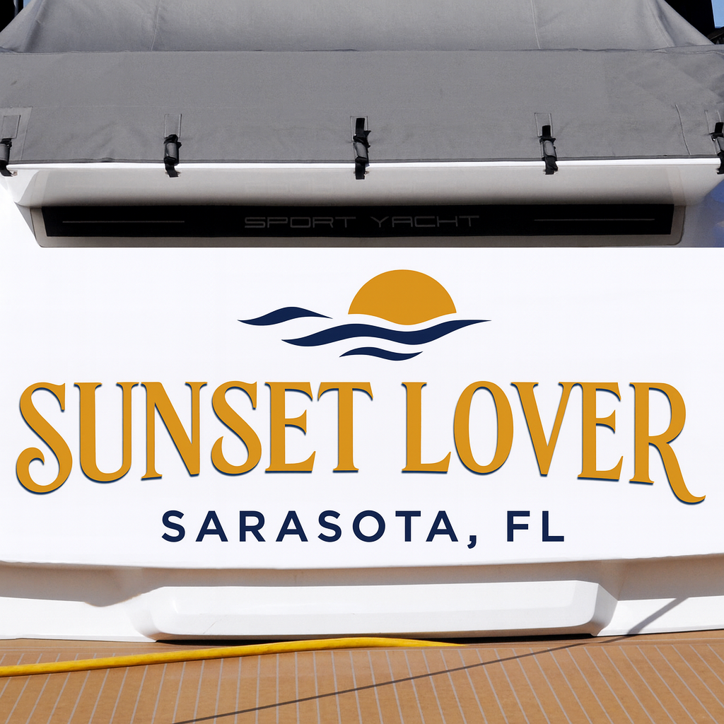 Custom Boat Stern Decal Sticker Sign | Boat Stern Name & Hailing City (Port) Sign