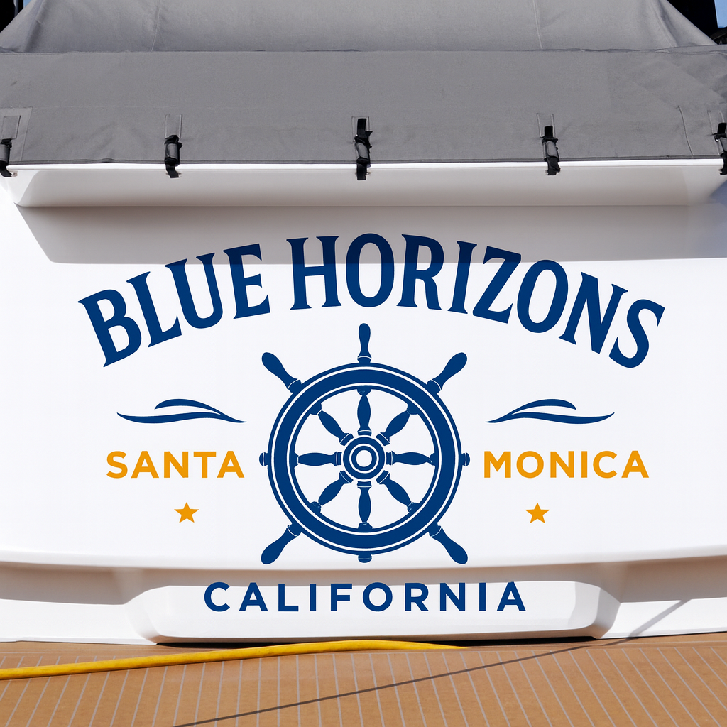 Custom Boat Stern Decal Sticker Sign | Boat Stern Name & Hailing City (Port) Sign