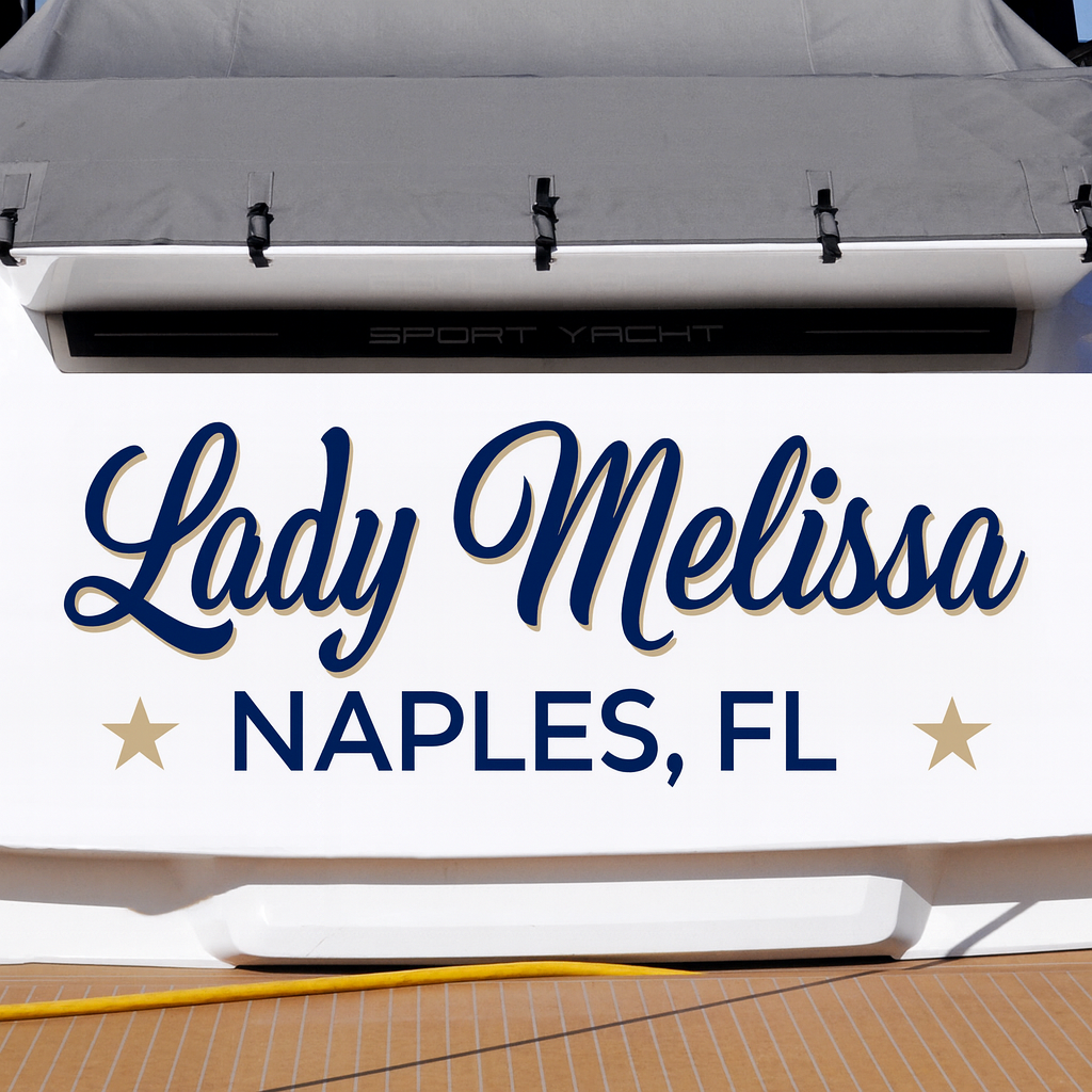 Custom Boat Stern Decal Sticker Sign | Boat Stern Name & Hailing City (Port) Sign
