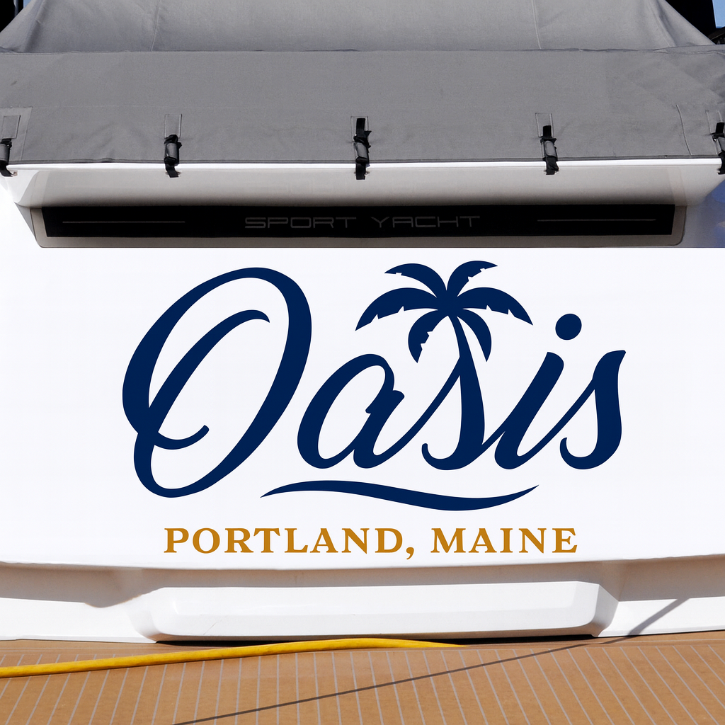 Custom Boat Stern Decal Sticker Sign | Boat Stern Name & Hailing City (Port) Sign