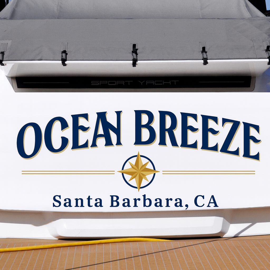 Custom Boat Stern Decal Sticker Sign | Boat Stern Name & Hailing City (Port) Sign