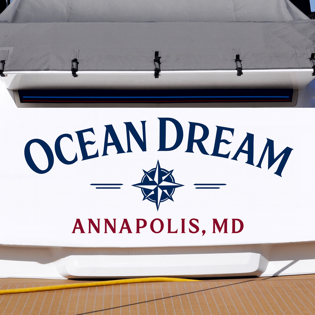 Custom Boat Stern Decal Sticker Sign | Boat Stern Name & Hailing City (Port) Sign