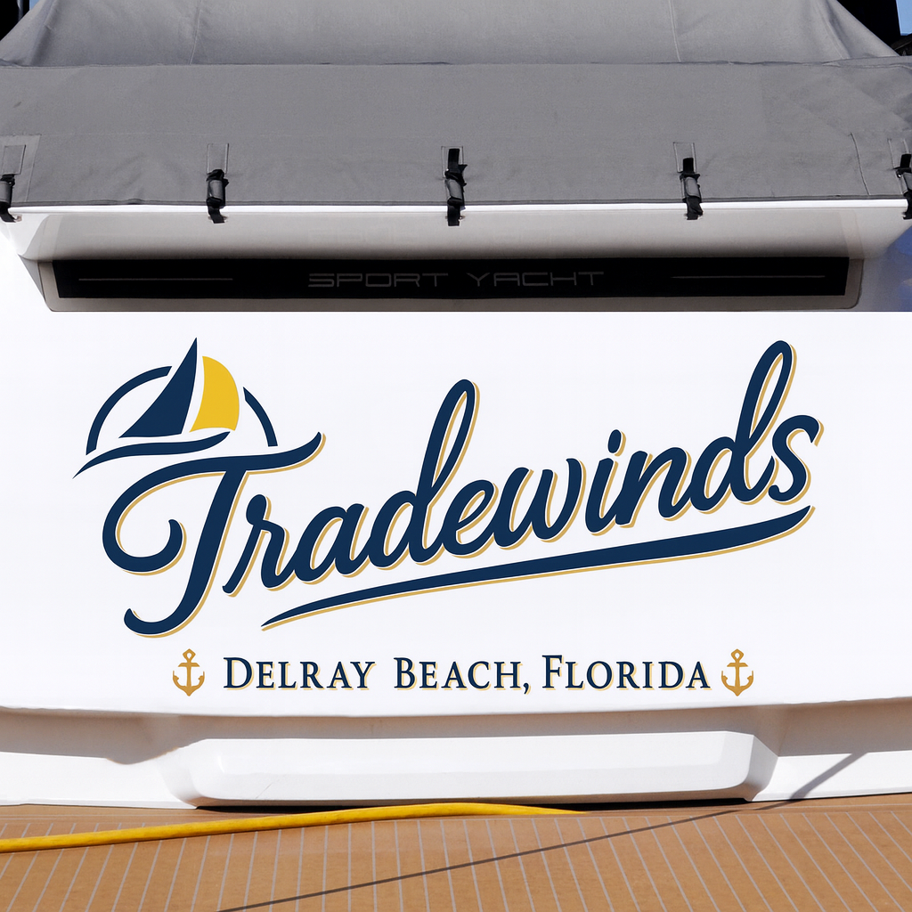 Custom Boat Stern Decal Sticker Sign | Boat Stern Name & Hailing City (Port) Sign
