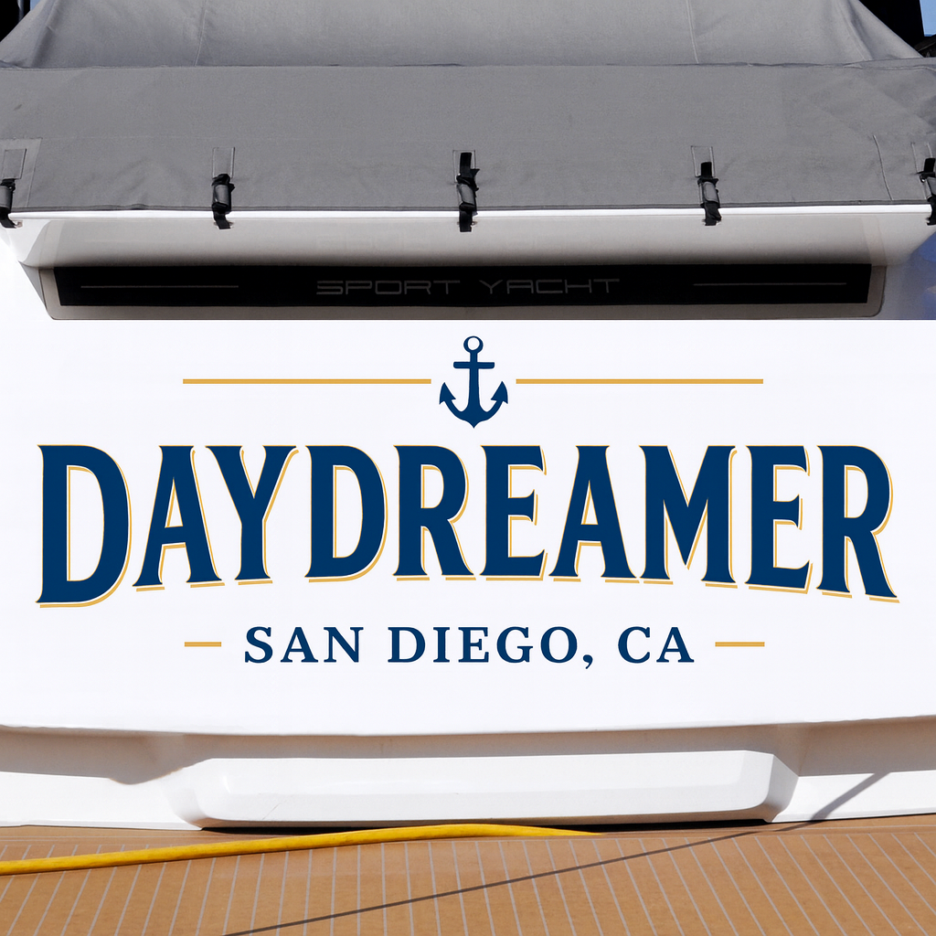 Custom Boat Stern Decal Sticker Sign | Boat Stern Name & Hailing City (Port) Sign