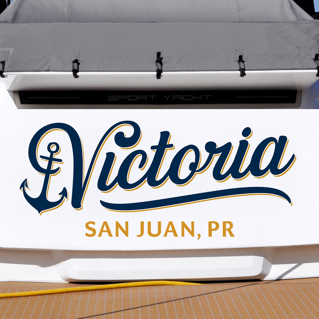 Custom Boat Stern Decal Sticker Sign | Boat Stern Name & Hailing City (Port) Sign