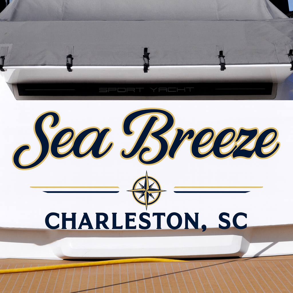 Custom Boat Stern Decal Sticker Sign | Boat Stern Name & Hailing City (Port) Sign