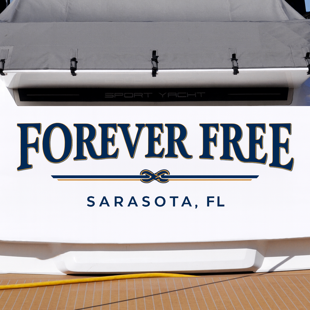 Custom Boat Stern Decal Sticker Sign | Boat Stern Name & Hailing City (Port) Sign