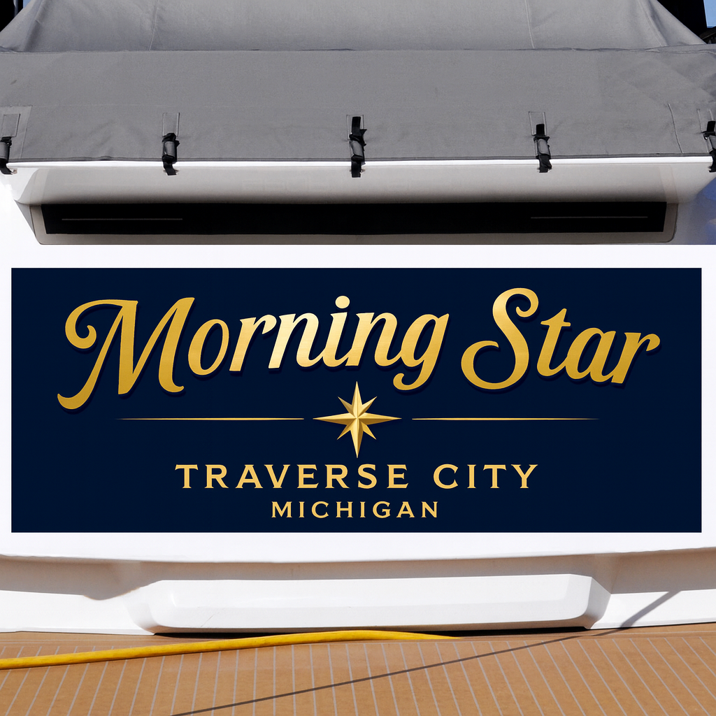 Custom Boat Stern Decal Sticker Sign | Boat Stern Name & Hailing City (Port) Sign