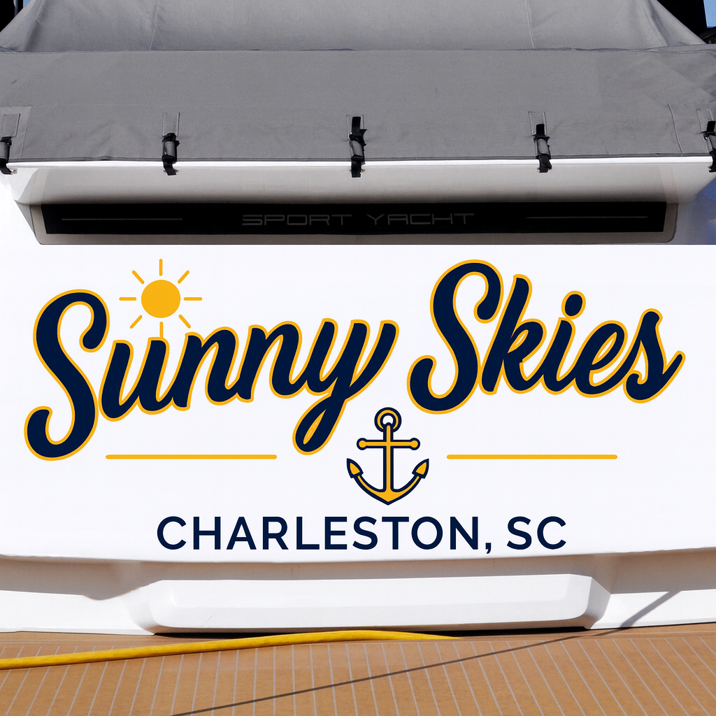 Custom Boat Stern Decal Sticker Sign | Boat Stern Name & Hailing City (Port) Sign