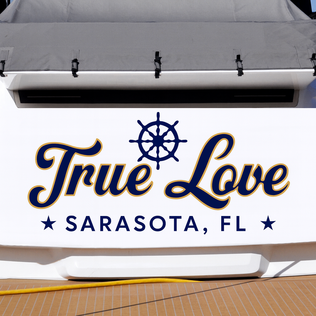 Custom Boat Stern Decal Sticker Sign | Boat Stern Name & Hailing City (Port) Sign
