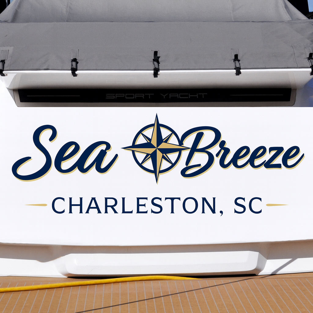 Custom Boat Stern Decal Sticker Sign | Boat Stern Name & Hailing City (Port) Sign