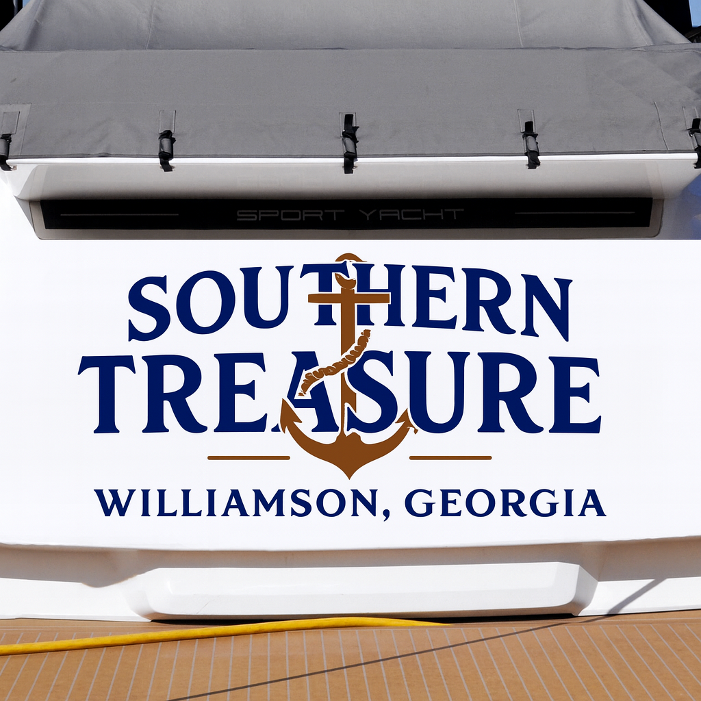 Custom Boat Stern Decal Sticker Sign | Boat Stern Name & Hailing City (Port) Sign