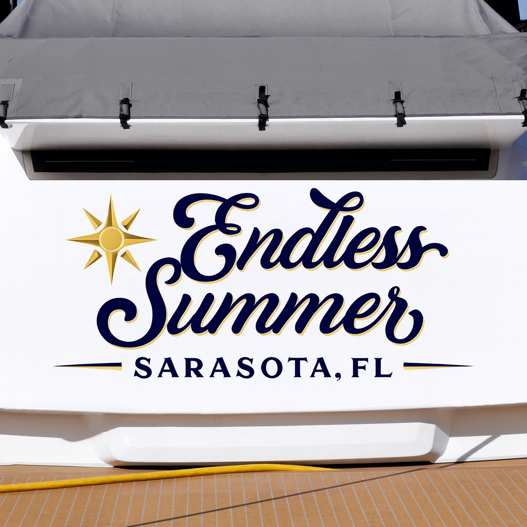 Custom Boat Stern Decal Sticker Sign | Boat Stern Name & Hailing City (Port) Sign