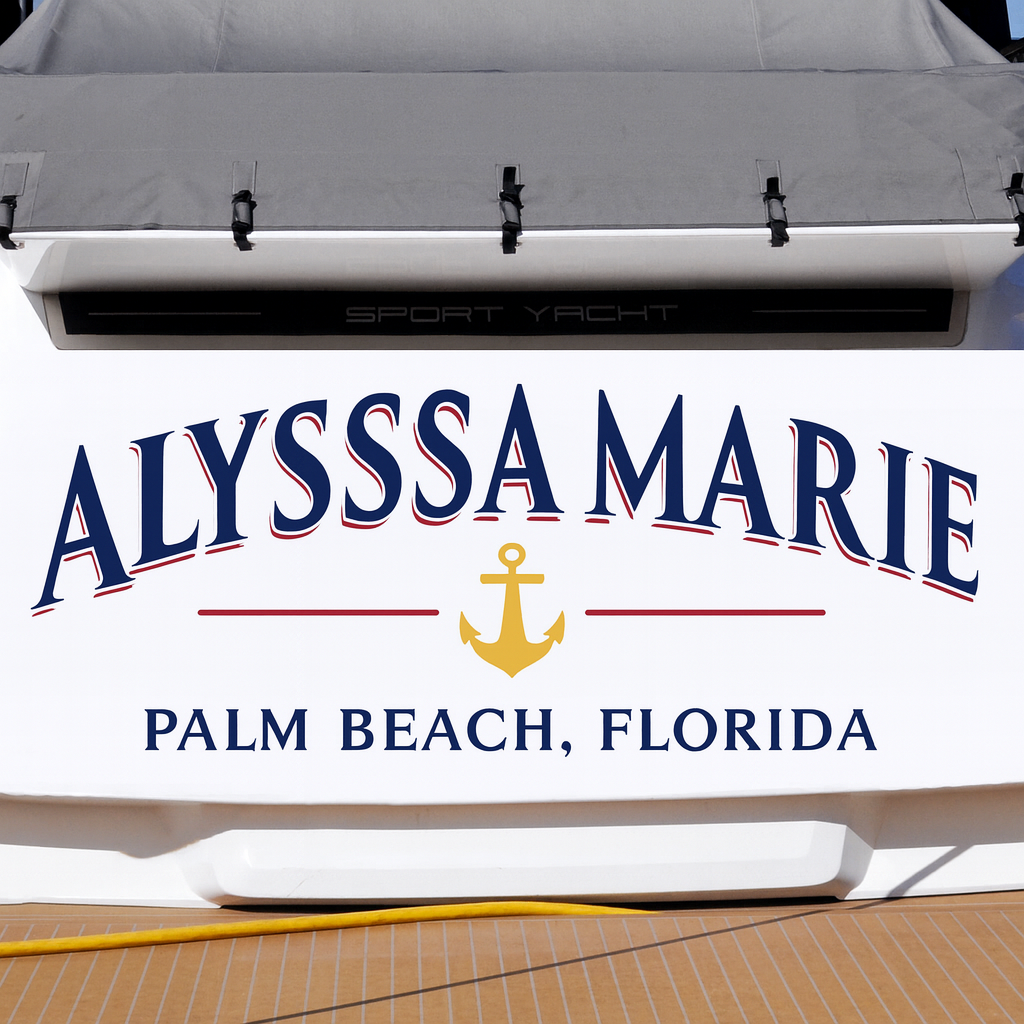 Custom Boat Stern Decal Sticker Sign | Boat Stern Name & Hailing City (Port) Sign
