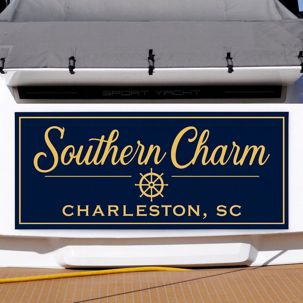 Custom Boat Stern Decal Sticker Sign | Boat Stern Name & Hailing City (Port) Sign
