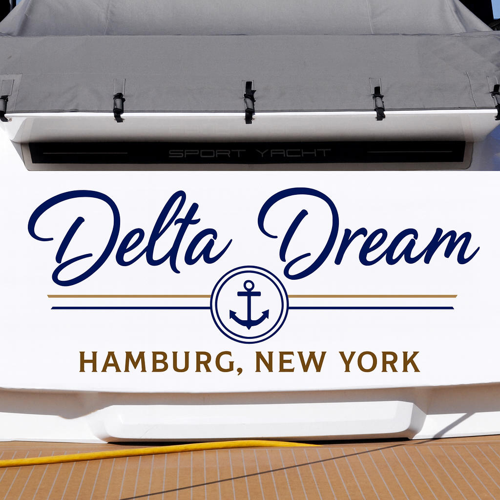 Custom Boat Stern Decal Sticker Sign | Boat Stern Name & Hailing City (Port) Sign
