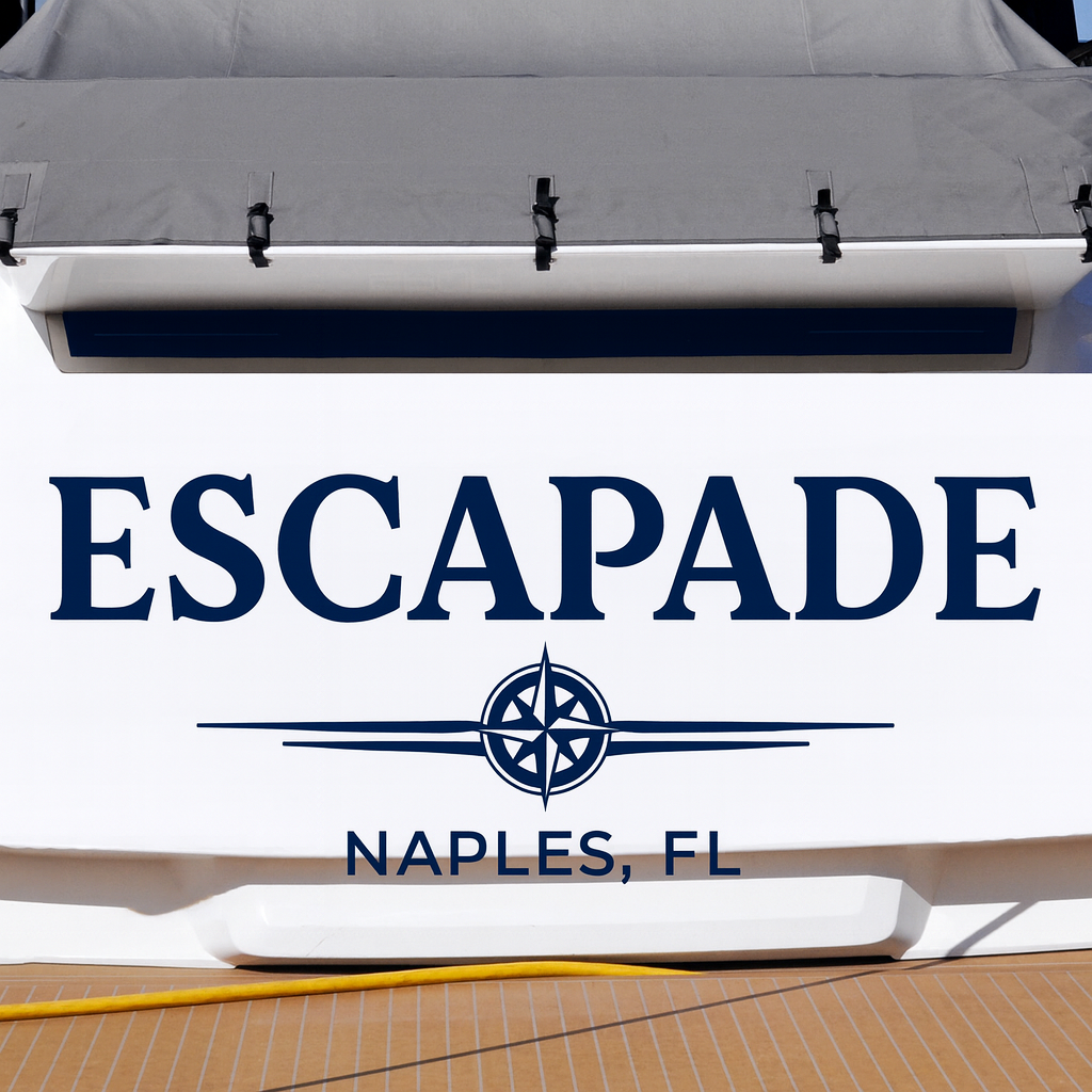 Custom Boat Stern Decal Sticker Sign | Boat Stern Name & Hailing City (Port) Sign