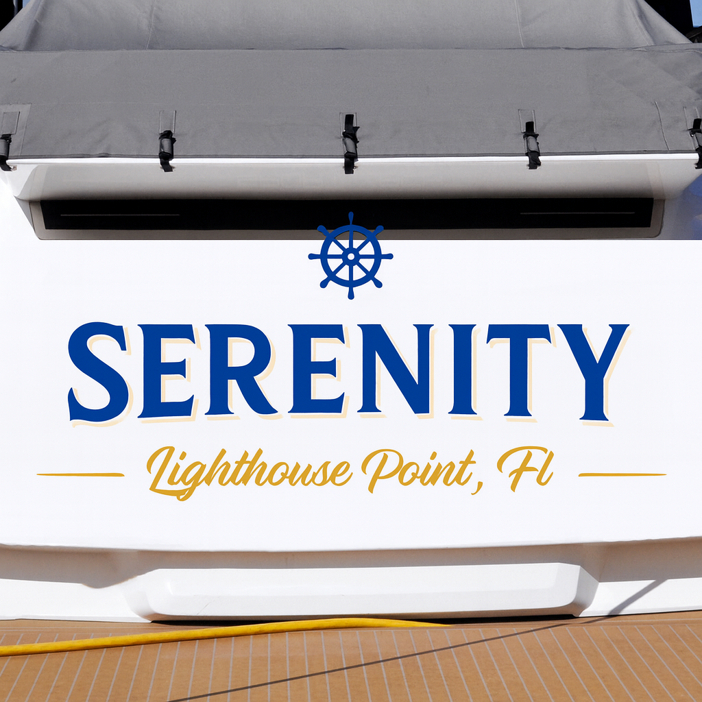 Custom Boat Stern Decal Sticker Sign | Boat Stern Name & Hailing City (Port) Sign