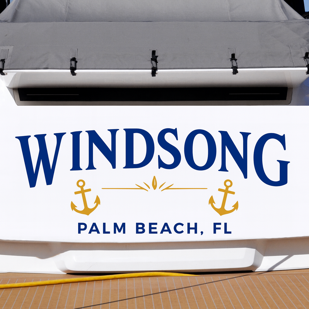 Custom Boat Stern Decal Sticker Sign | Boat Stern Name & Hailing City (Port) Sign
