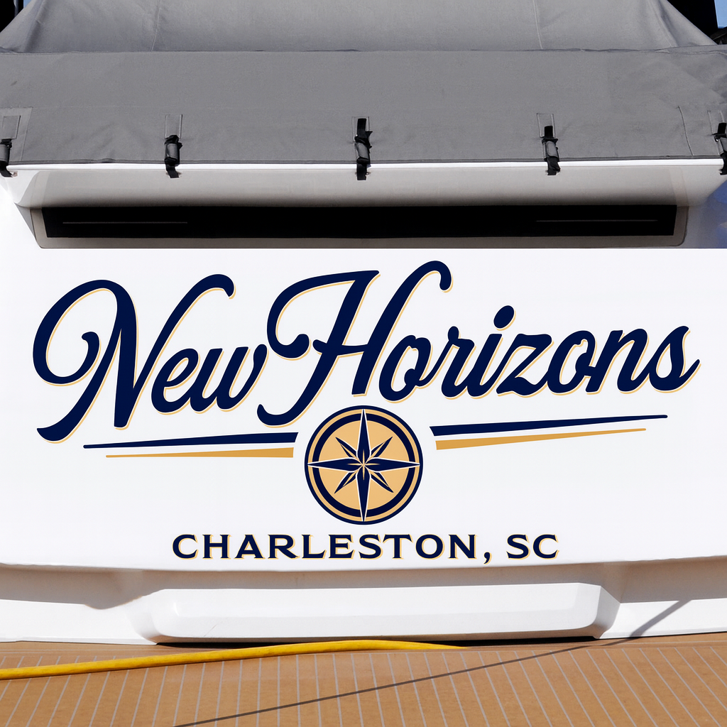 Custom Boat Stern Decal Sticker Sign | Boat Stern Name & Hailing City (Port) Sign