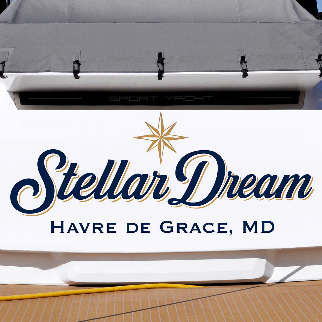 Custom Boat Stern Decal Sticker Sign | Boat Stern Name & Hailing City (Port) Sign