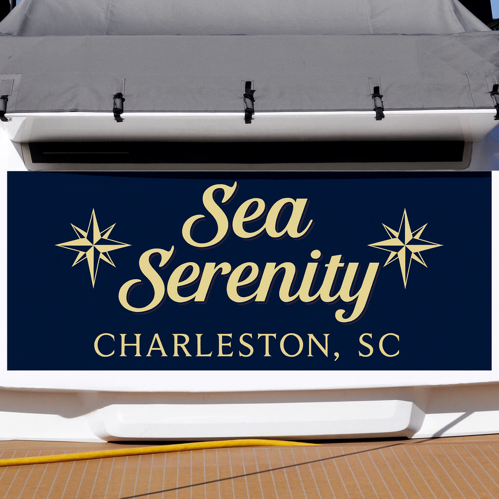 Custom Boat Stern Decal Sticker Sign | Boat Stern Name & Hailing City (Port) Sign