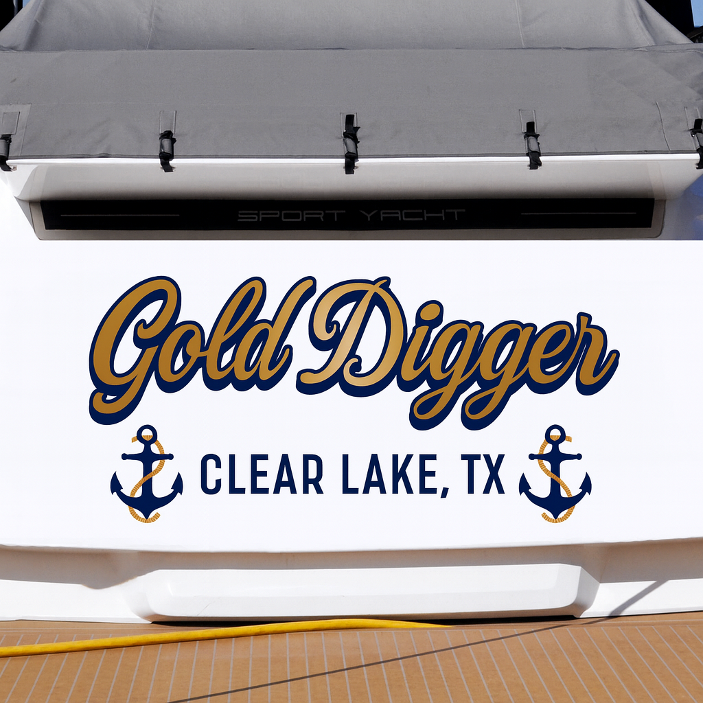 Custom Boat Stern Decal Sticker Sign | Boat Stern Name & Hailing City (Port) Sign