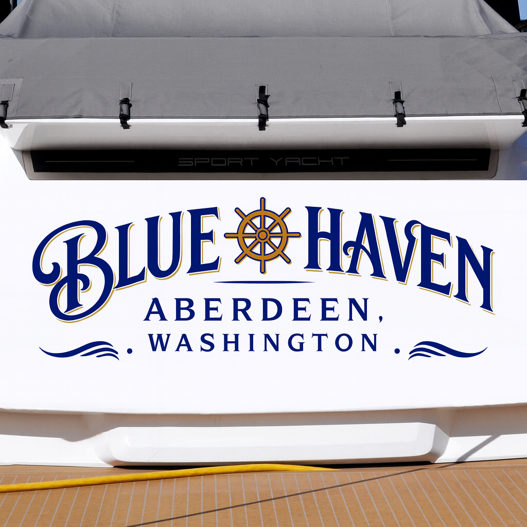 Custom Boat Stern Decal Sticker Sign | Boat Stern Name & Hailing City (Port) Sign