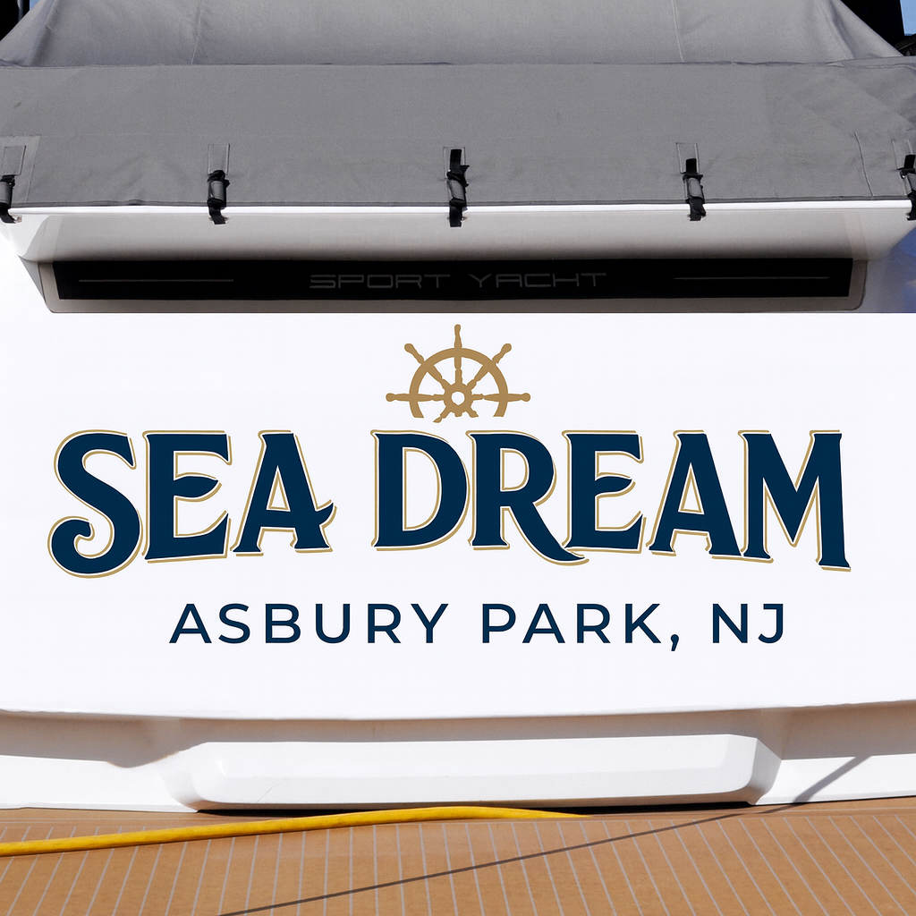 Custom Boat Stern Decal Sticker Sign | Boat Stern Name & Hailing City (Port) Sign
