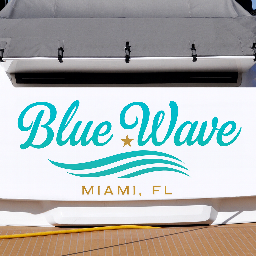 Custom Boat Stern Decal Sticker Sign | Boat Stern Name & Hailing City (Port) Sign