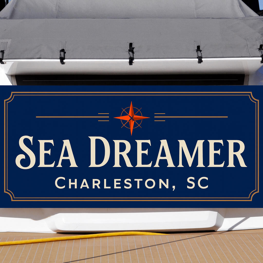 Custom Boat Stern Decal Sticker Sign | Boat Stern Name & Hailing City (Port) Sign