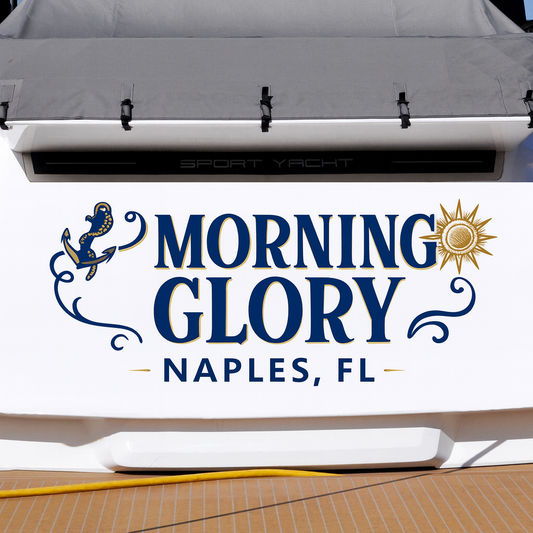 Custom Boat Stern Decal Sticker Sign | Boat Stern Name & Hailing City (Port) Sign