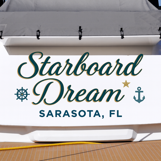 Custom Boat Stern Decal Sticker Sign | Boat Stern Name & Hailing City (Port) Sign