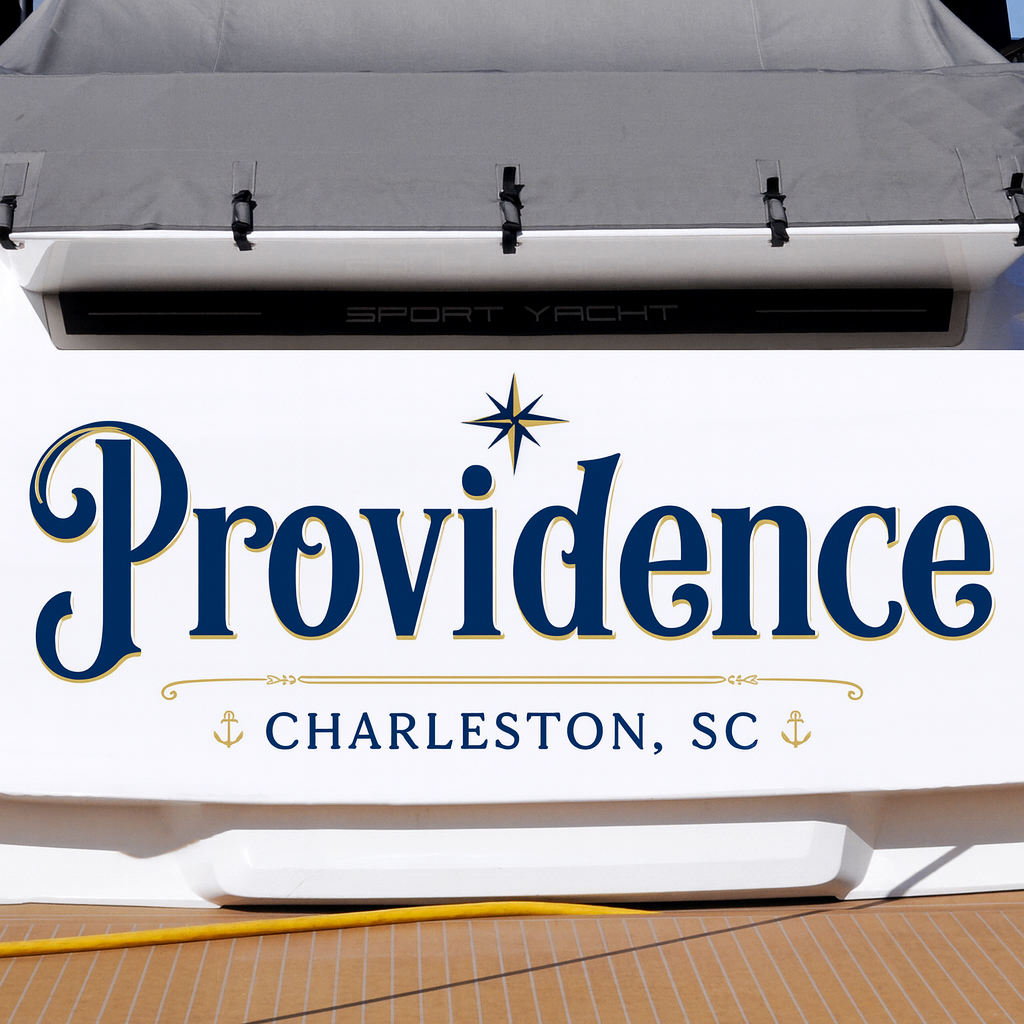 Custom Boat Stern Decal Sticker Sign | Boat Stern Name & Hailing City (Port) Sign