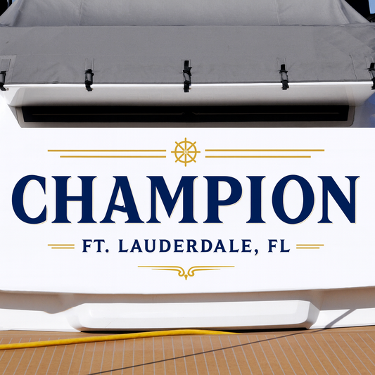 Custom Boat Stern Decal Sticker Sign | Boat Stern Name & Hailing City (Port) Sign