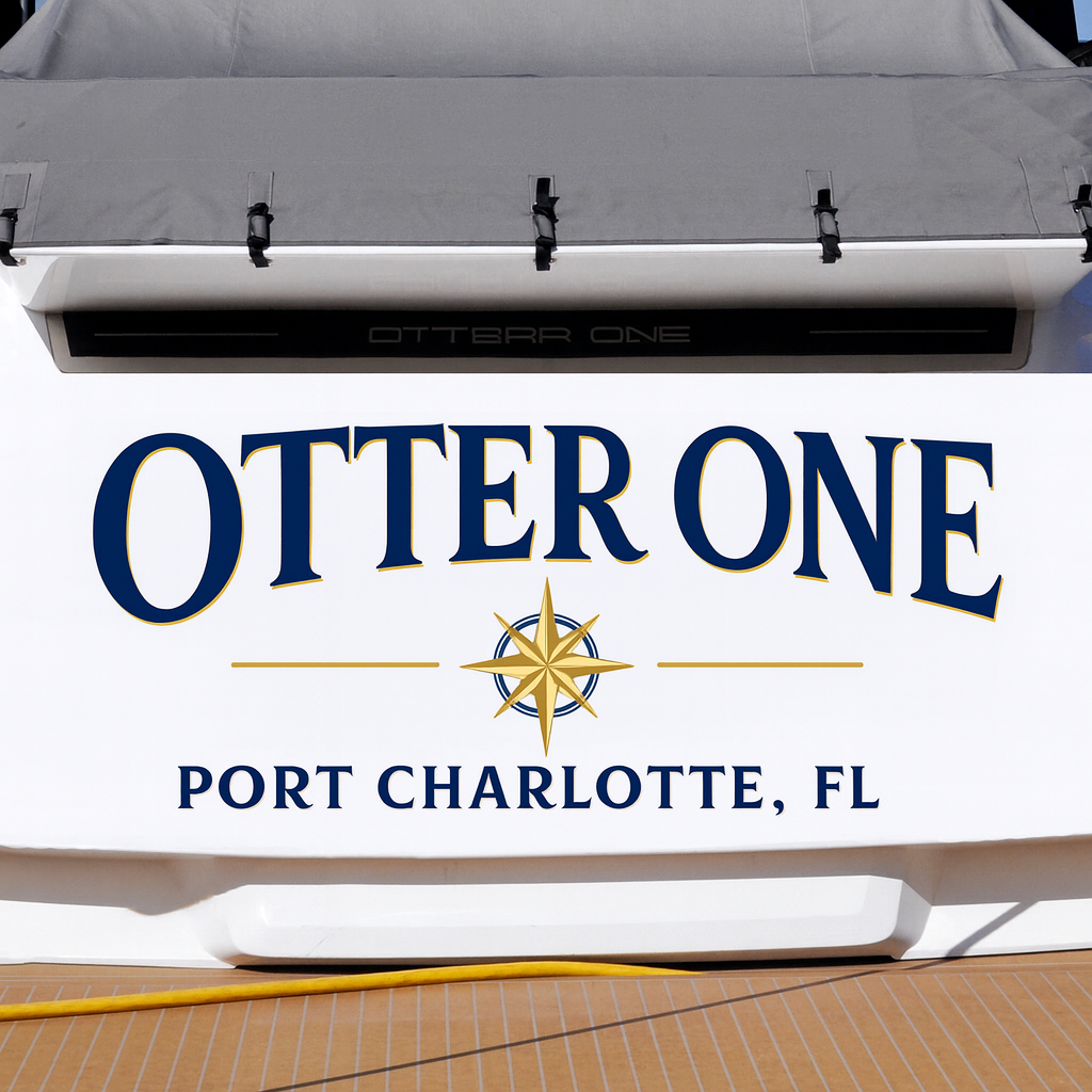 Custom Boat Stern Decal Sticker Sign | Boat Stern Name & Hailing City (Port) Sign