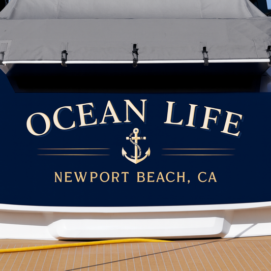 Custom Boat Stern Decal Sticker Sign | Boat Stern Name & Hailing City (Port) Sign