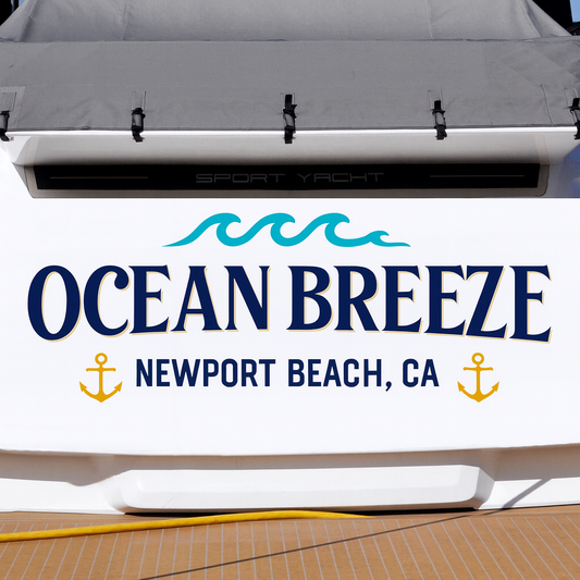 Custom Boat Stern Decal Sticker Sign | Boat Stern Name & Hailing City (Port) Sign